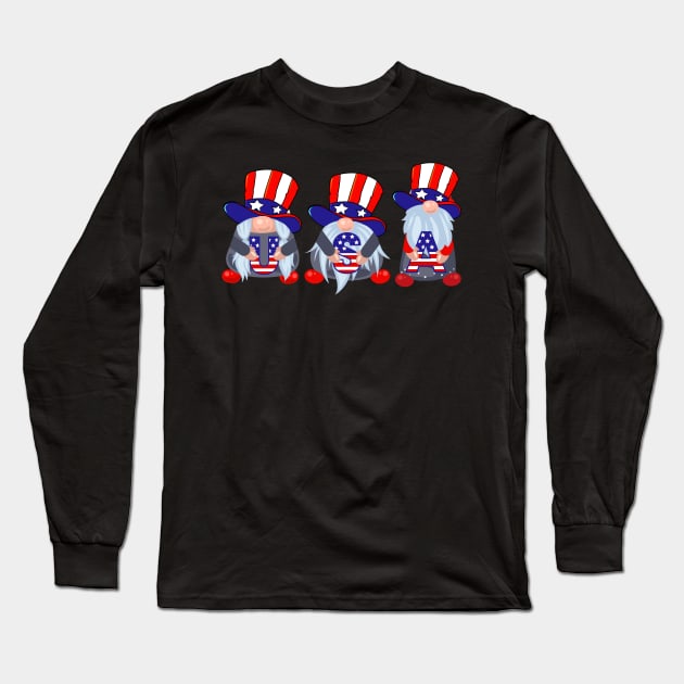 Funny 4th of july gnome Long Sleeve T-Shirt by LIFUA